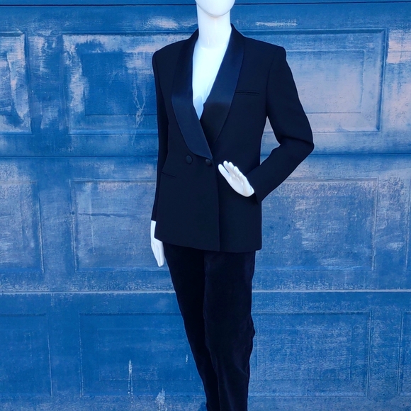 JONES NY PETITE LADIES BLACK DOUBLE BREASTED FORMAL TUXEDO BLAZER - Picture 5 of 17